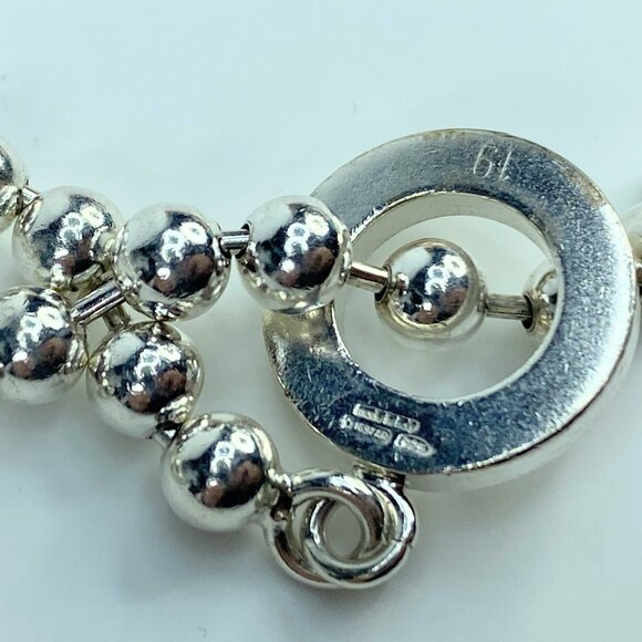 Gucci Sterling Silver Beaded Chain Circle Toggle clasp bracelet 7 3/4" 16g JR552 - Picture 8 of 10